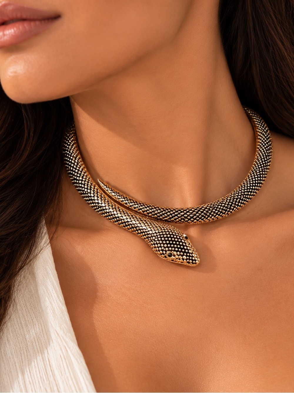 Gold Snake Choker Necklace - Picture 2 of 3